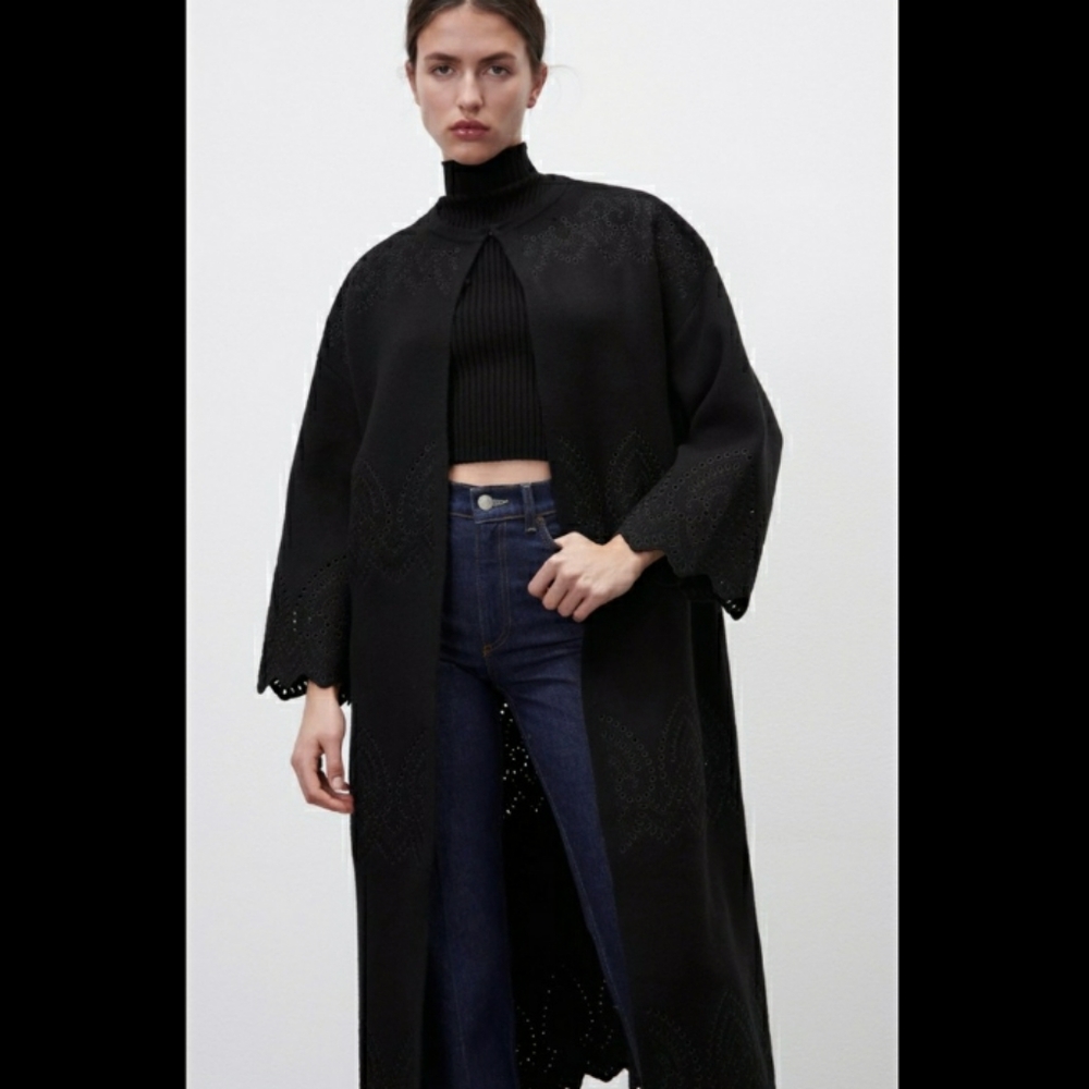 Zara eyelet detail knit coat - Picture 6 of 7